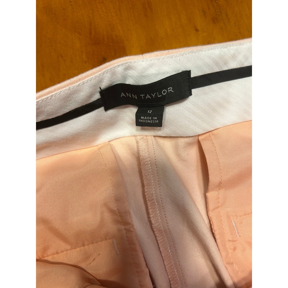 Ann Taylor Peach Pink Ankle Pants Cuffed Straight Leg Trousers Preppy Old Money - Picture 3 of 11